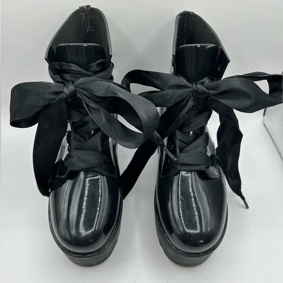 Jeffrey Campbell Fog Patent Lace Up Platform combat boot, goth dolls kill size 7 - Picture 4 of 7